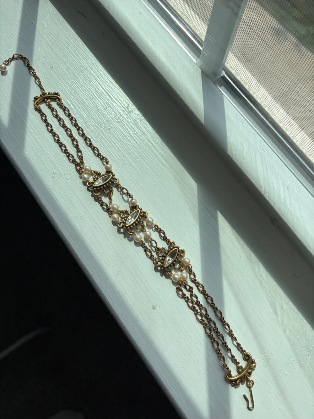 Vintage Gold and Pearl Multi-Chain Choker
